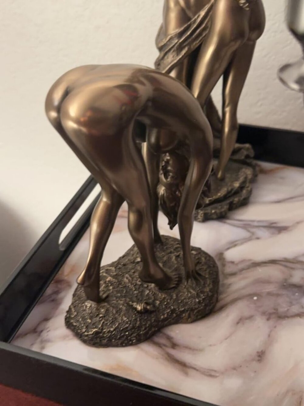 Woman's Bronze Bent Over Statue Bronze Resin Artistic Body Sculpture Décor